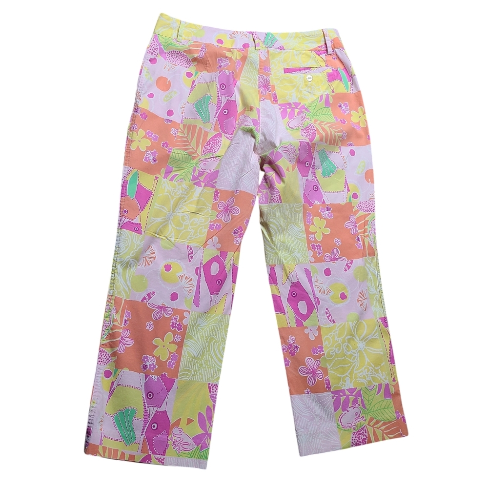 Lilly Pulitzer Multi Color Patchwork Pants Size 8-Vintage - Picture 2 of 16